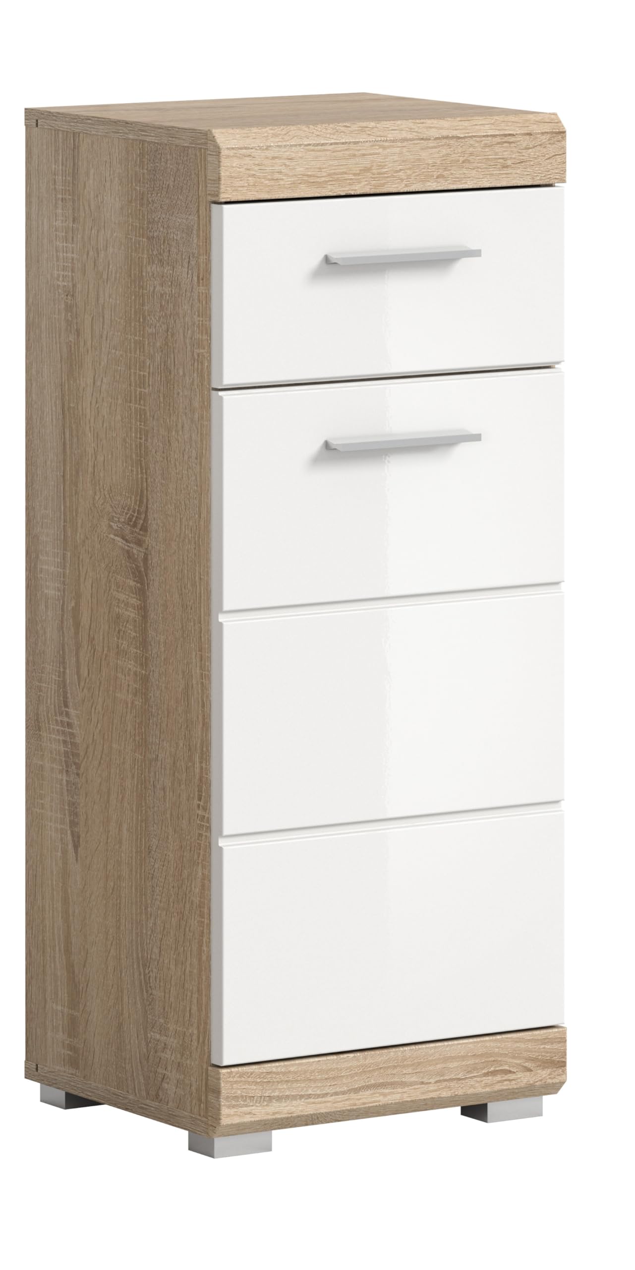 Badezimmer Scout X06B2723 Wall-Mounted Cupboard Wide Cabinet in Front White High Gloss Body Smoke Silver Nb. Approx. 74 x 79 x 24 cm