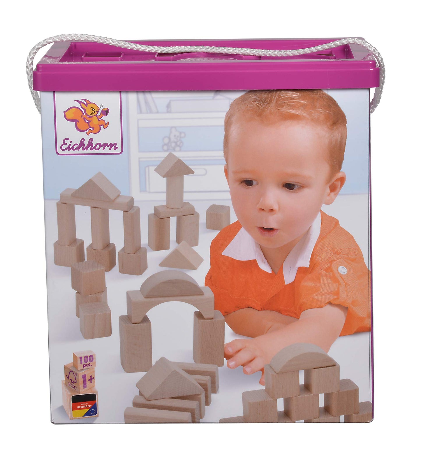 Eichhorn Colourful Wooden Building Blocks In One Shape, 25 mm