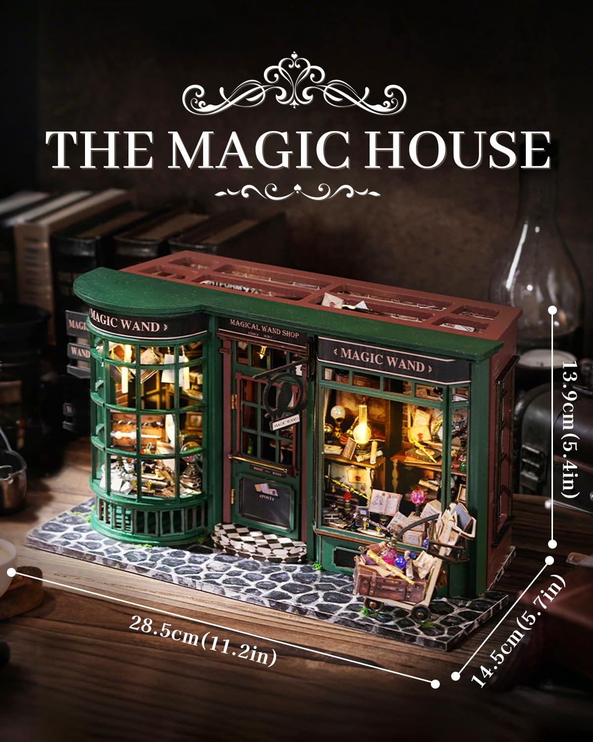 Endless Limit DIY Miniatur Haus Bausatz für Erwachsene,Puppenhaus Gewächshaus mit LED Licht,3D Puzzle Buchstütze aus Holz Modellbausatz Bastelset Bücherregal Deko Geschenken (Rose Garden Tea House)