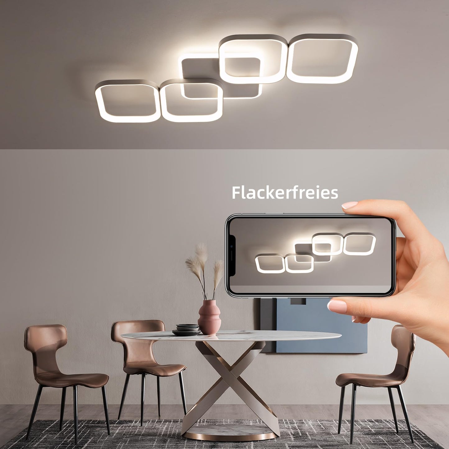 LED Ceiling Light Living Room 40 W 4500 LM with Remote Control Continuously Dimmable 2700-6500 K, Living Room Lamp with Memory Function Made of Metal for Bedroom Dining Room Hallway