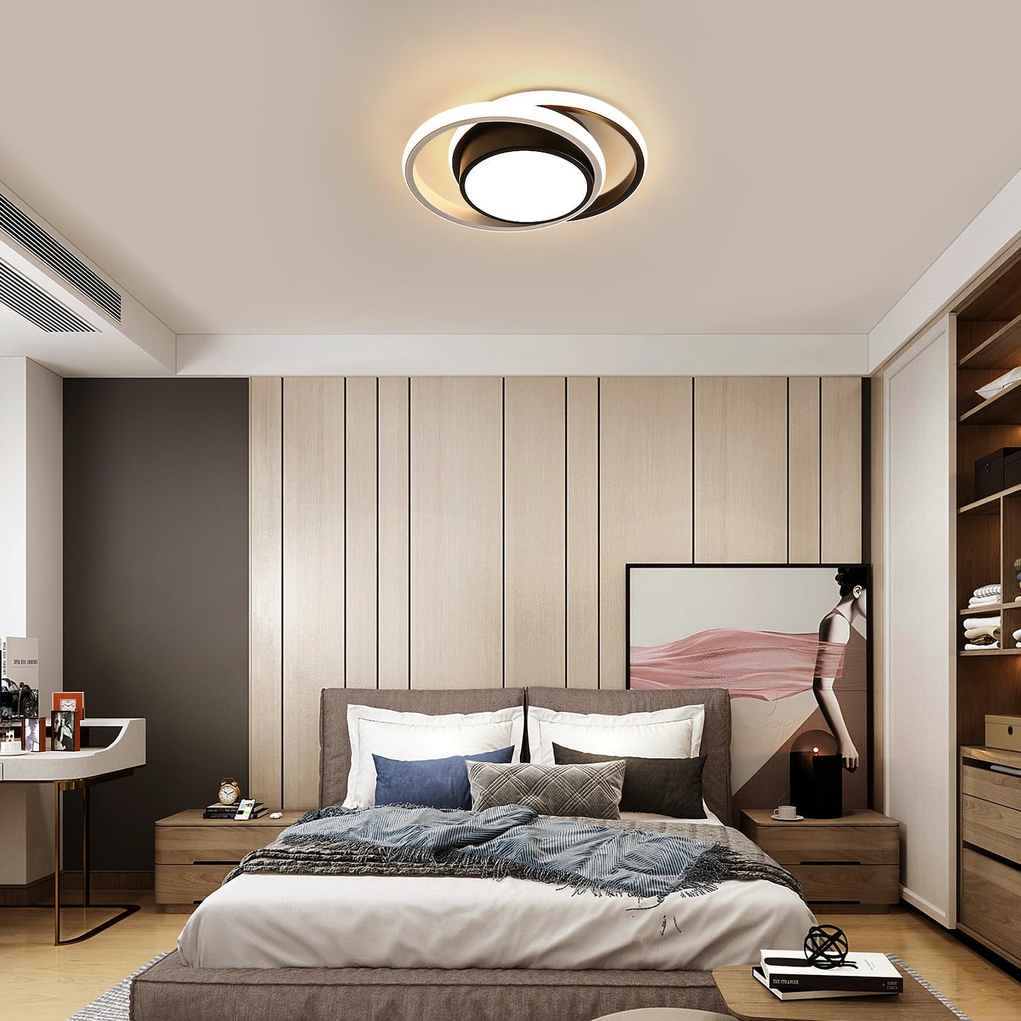 Comely LED Ceiling Lights, Pack of 2, 32 W, Round, 2350 lm, Modern, for Bedrooms, Bathrooms, Kitchens, Corridors, Balconies, 4500 K Neutral Light, Diameter 280 mm