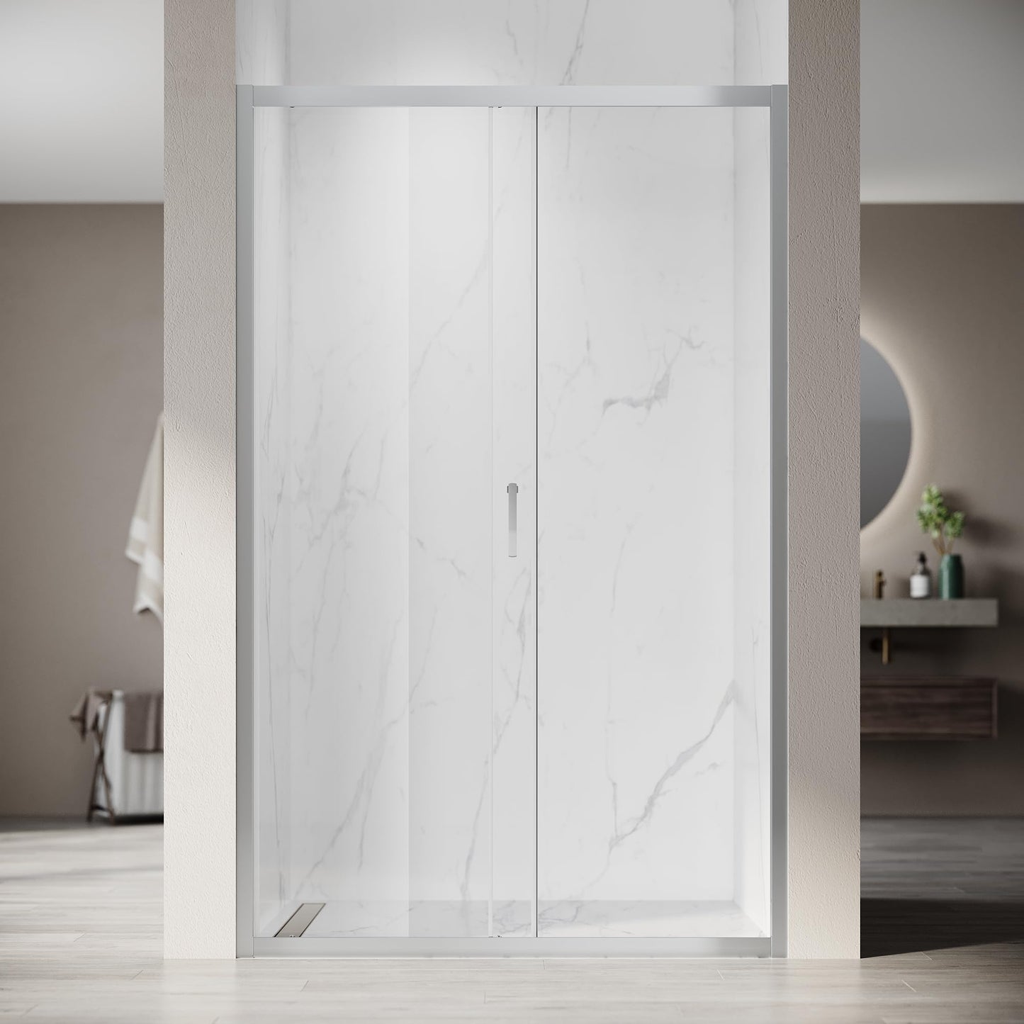 SONNI Sliding Shower Door 120 cm Shower Enclosure Glass Sliding Door Height 185 cm Clear Glass Shower Screen Shower Cubicle