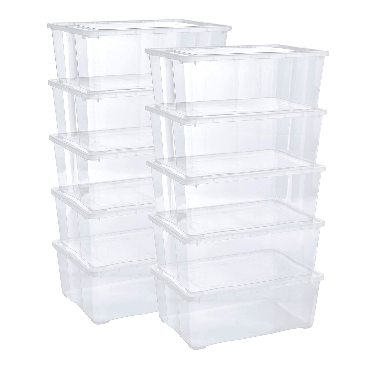 Grizzly Storage Boxes with Lid Transparent – Transparent Boxes, Stackable, with Ventilation, 5er Set, 10 l