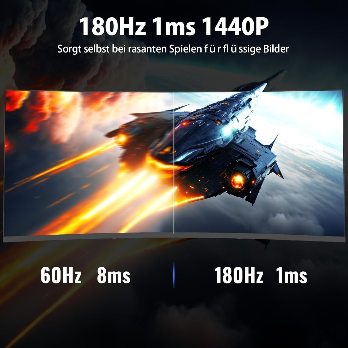 Minifire MFG32C3Q Gaming Curved Monitor 32 Inch 180Hz, 2K WQHD (2560 x 1440), 1500R, 1ms (MPRT), AMD FreeSync, sRGB 125%, VESA, 2xHDMI 2.0 / 2xDP (180Hz), Eye Care