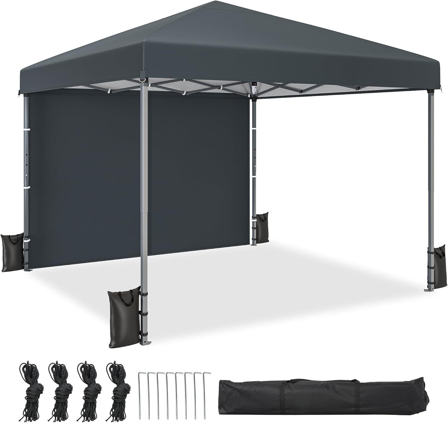 DWVO Folding Gazebo, Foldable Stable Pop Up Weatherproof Garden Gazebo with Protection, Height Adjustable for All Seasons, Ideal for Markets, Pool, Waterproof and Robust, 3 x 3 m, Grey