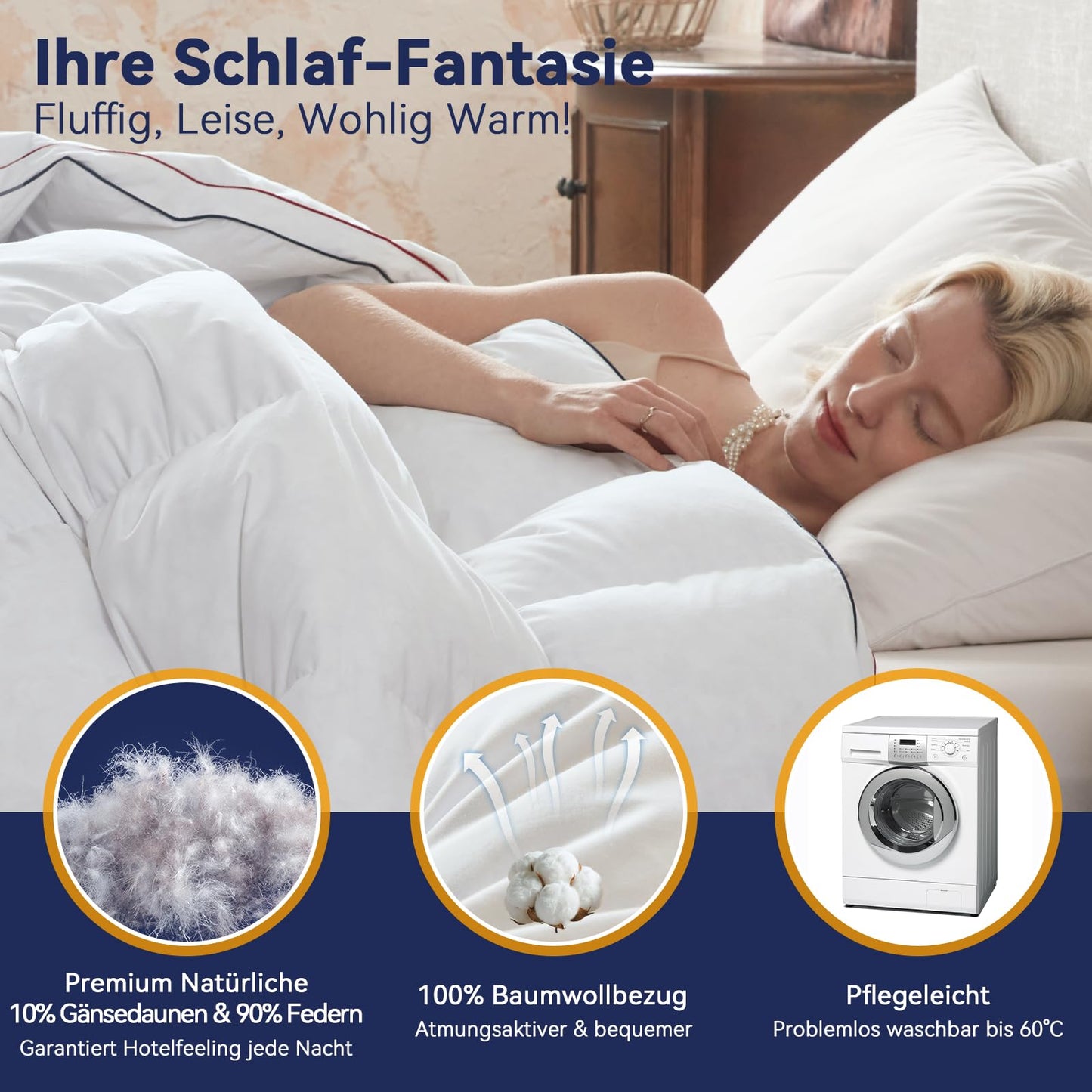 Premium Down Duvet 135 x 200 cm Summer Duvet, Lightweight Summer Duvet 135 x 200 cm with Premium Goose Down and Feathers, 100% Silent Organic Cotton, Oeko-Tex 100, Down Pass, RDS Certified