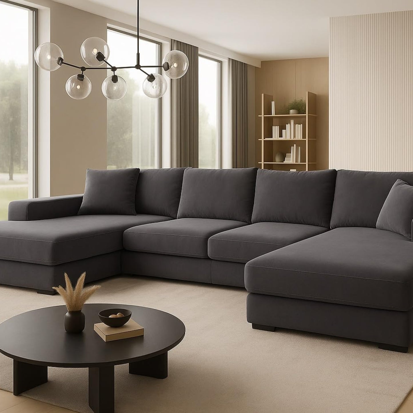 A&J MöbelLand VIENA Corner Sofa 328 x 182 cm with Sleep Function, Bonell Spring Core and Bed Box in Cream - Modern Sofa Bed with Storage Space