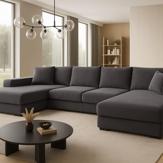A&J MöbelLand VIENA Corner Sofa 328 x 182 cm with Sleep Function, Bonell Spring Core and Bed Box in Cream - Modern Sofa Bed with Storage Space