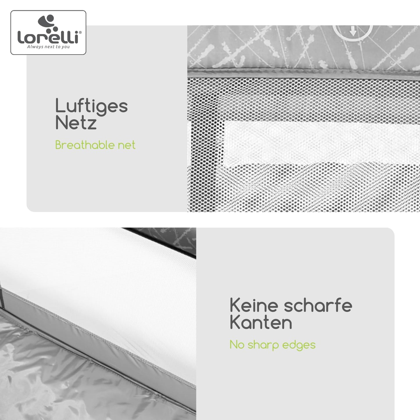 Lorelli Torino 2-in-1 Baby Bed and Playpen 2 Levels with Newborn Insert and Side Entrance, Cot from Birth to 15 kg, Baby Travel Cot, Foldable Including Transport Bag, Dark Grey