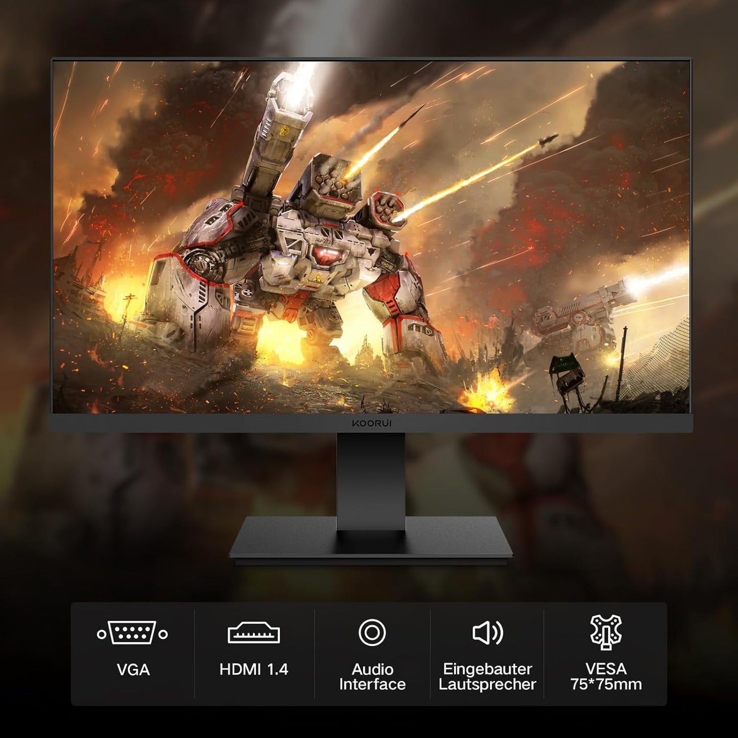 KOORUI Gaming Monitor 27 Zoll, Full HD Rahmenlos Bildschirm 165Hz Adaptive Sync (1ms, VA-Panel, Eye-Care, 1920 x 1080, 2xHDMI 2.0, & DisplayPort 1.4, VESA 75x75mm, DCI-P3 90%)