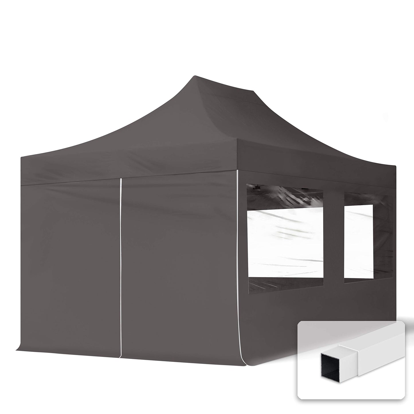 TOOLPORT 3 x 6 m Folding Gazebo Party Tent Gazebo Steel 30 mm 4 Side Panels Panoramic Window Cream