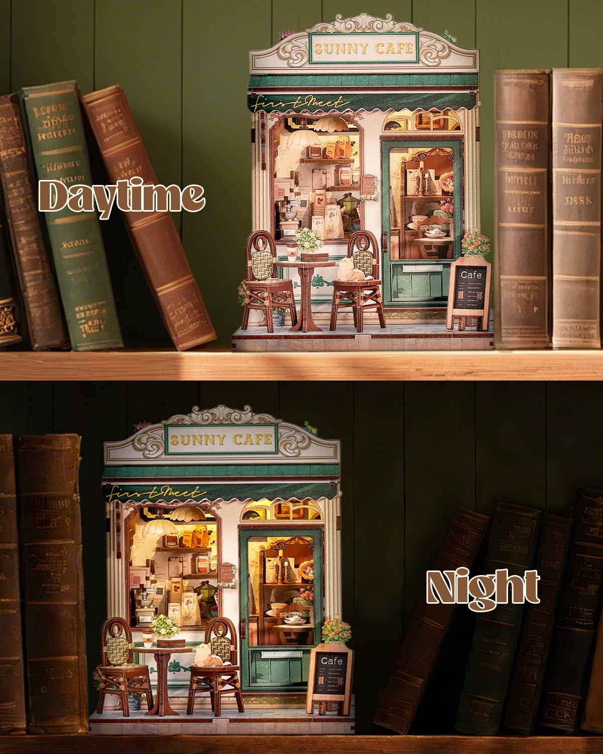Endless Limit DIY Miniatur Haus Bausatz für Erwachsene,Puppenhaus Gewächshaus mit LED Licht,3D Puzzle Buchstütze aus Holz Modellbausatz Bastelset Bücherregal Deko Geschenken (Rose Garden Tea House)