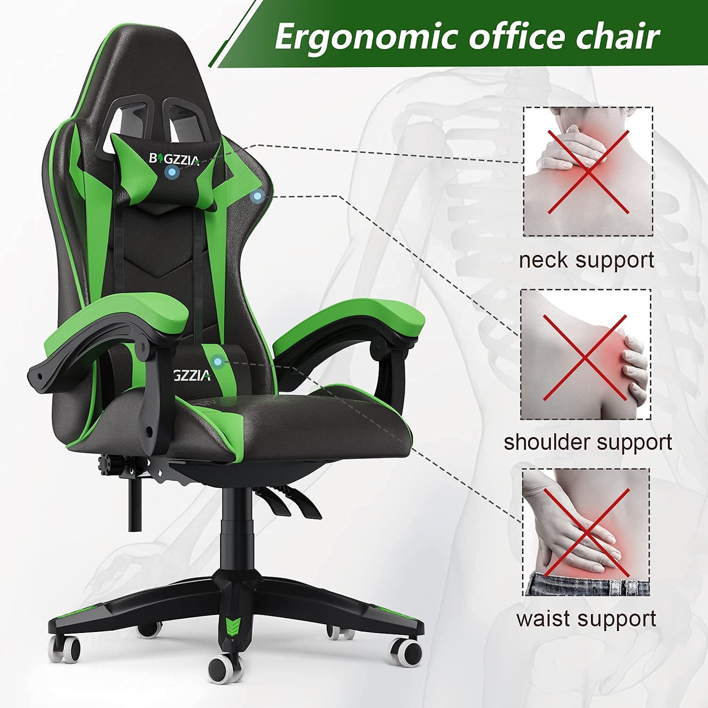Racingreat Gaming Stuhl, Gamer Stühle, Ergonomisch Gaming Chair, Rückenlehne Einstellbar Pc-Stuhl, 360° Drehbar Gaming Sessel, Atmungsaktiver Bürostuhl für Jugendliche Jungen Mädchen Erwachsene Rosa