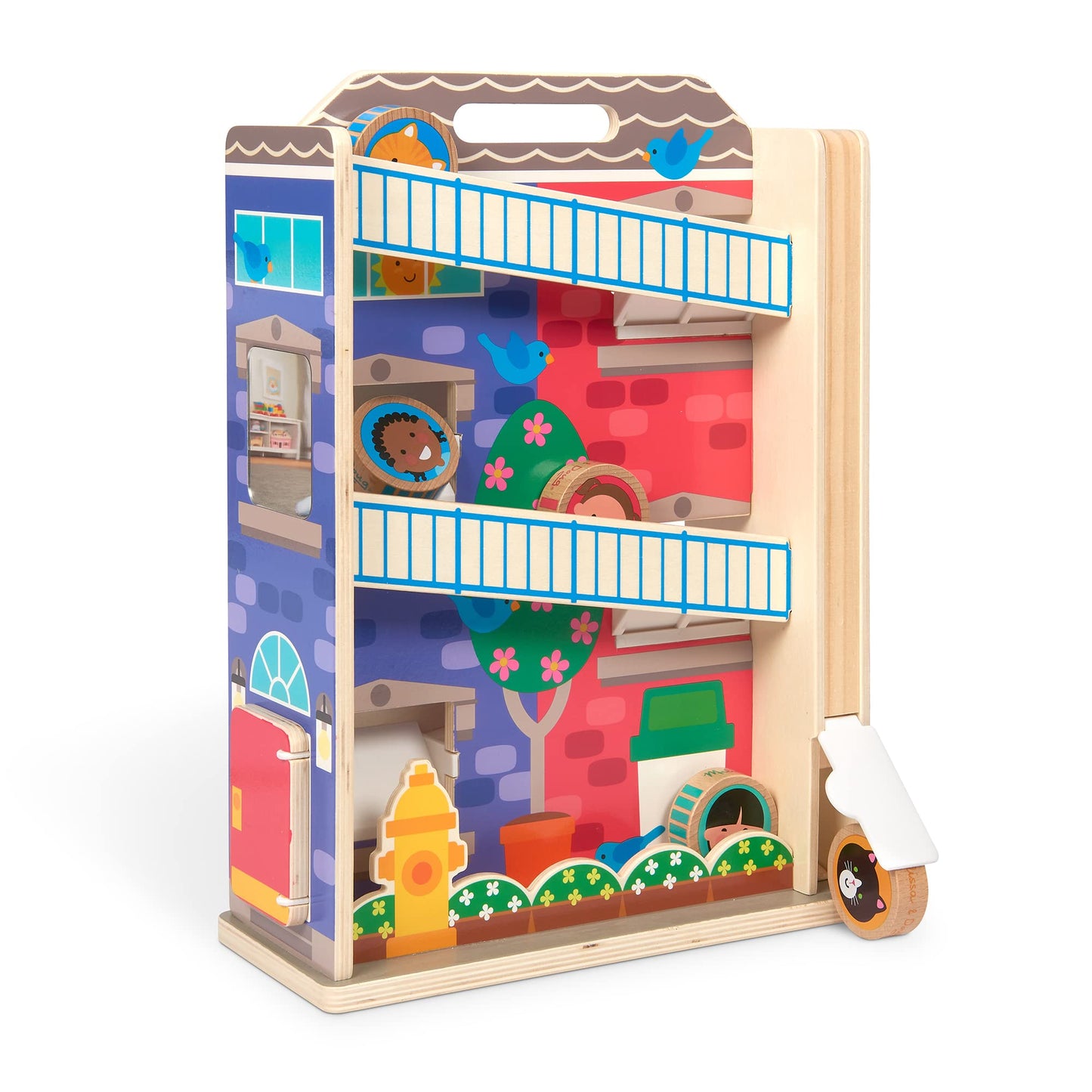 Melissa & Doug Wooden Barn Toy Barn for Travelling with 10 Toy Figures, Farm Toy, Educational Toy for Sorting Shapes and Stacking for Toddlers and Children from 2 Years