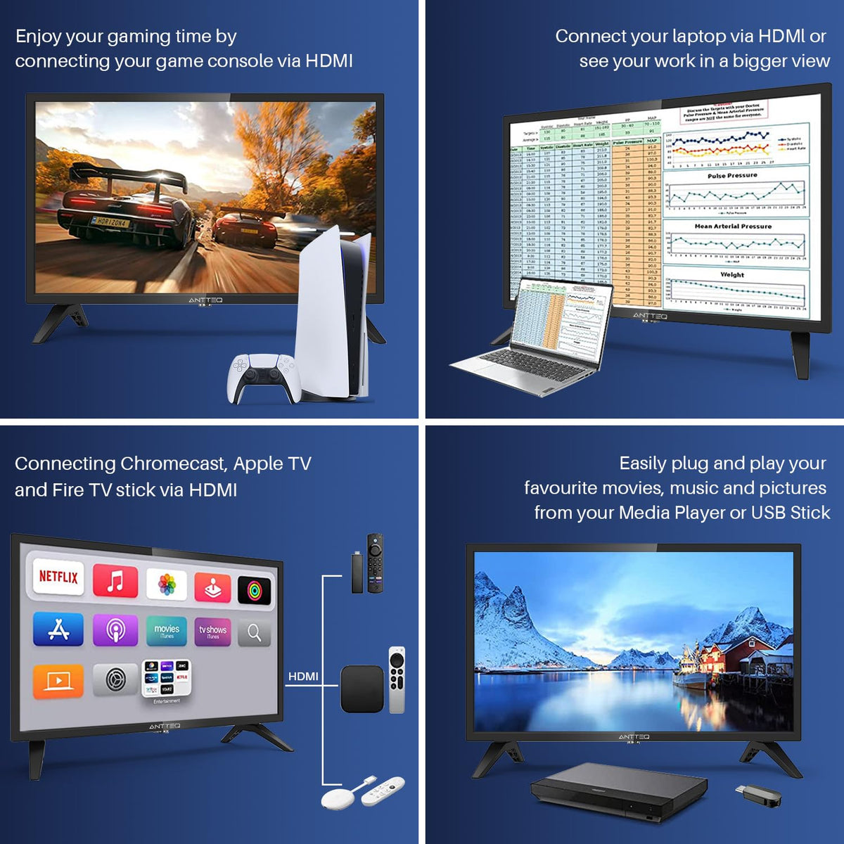 AB50D1 Fernseher 50 Zoll (TV 127 cm), Dolby Audio, LED, Triple Tuner DVB-C / T2 / S2, CI+, HDMI, Mediaplayer per USB, digitaler Audioausgang, incl. Hotelmodus