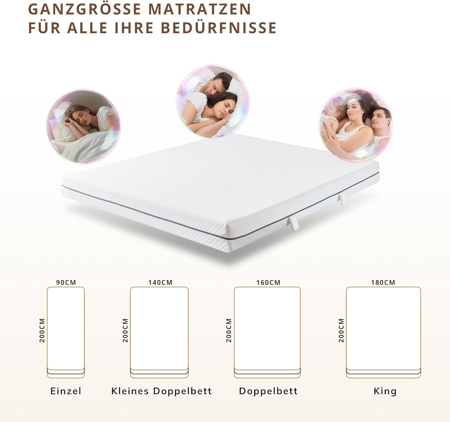 EGO HOME Pocket Spring Mattress 180 x 200 cm Height 22 cm Ergonomic 7-Zone Spring Mattress with Comfort Foam and Microfibre Cover Hardness H3 Mattress 180 x 200 cm Oeko-Tex Certified