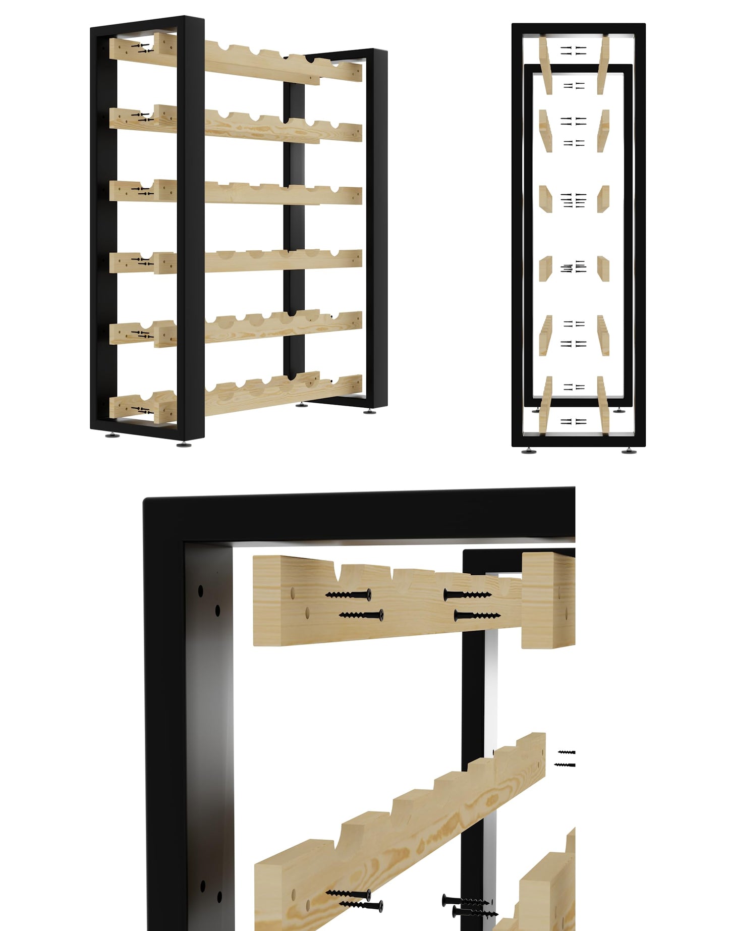 Lenmar RW Series Wooden Wine Rack for Bottles, Loft, Bottles, Wine, Bottle Rack, Cellar Rack, Shelves, Bottle Holder, Wine Stand, etc. (Loft 135, 204 x 104 x 27, 135 Bottles)
