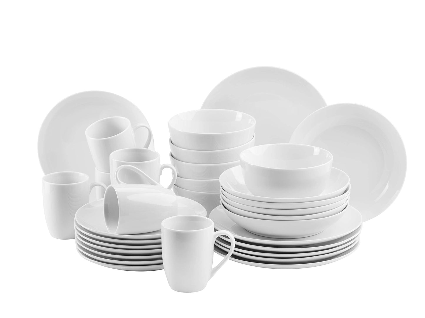 MÄSER 931523 Barca Geschirr-Set für 6 Personen, 30-tlg. Kombiservice, Porzellan, Weiß