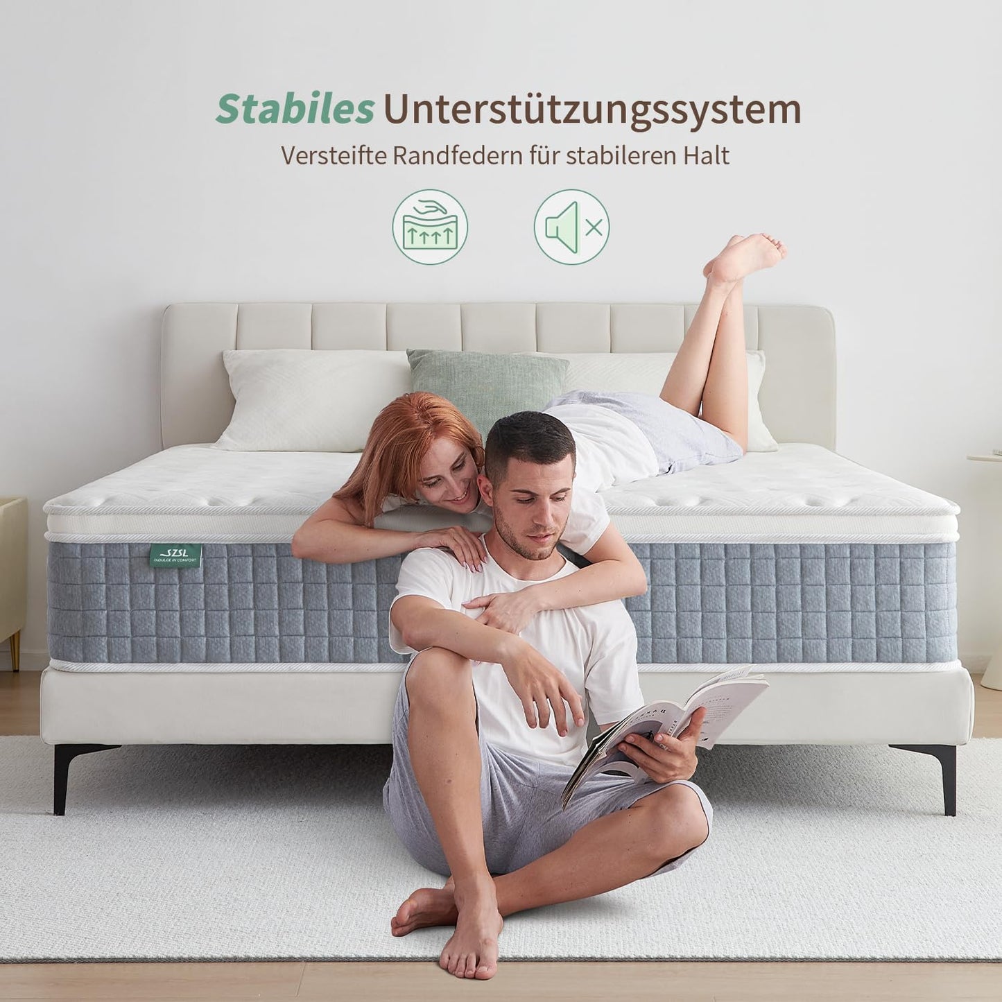 Mattress 140 x 200 x 26 cm 7-Zone H4 H3 Spring Mattress with Oeko-Tex Certified Orthopaedic Pocket Spring Mattress with Foam 100 Nights Trial Sleep