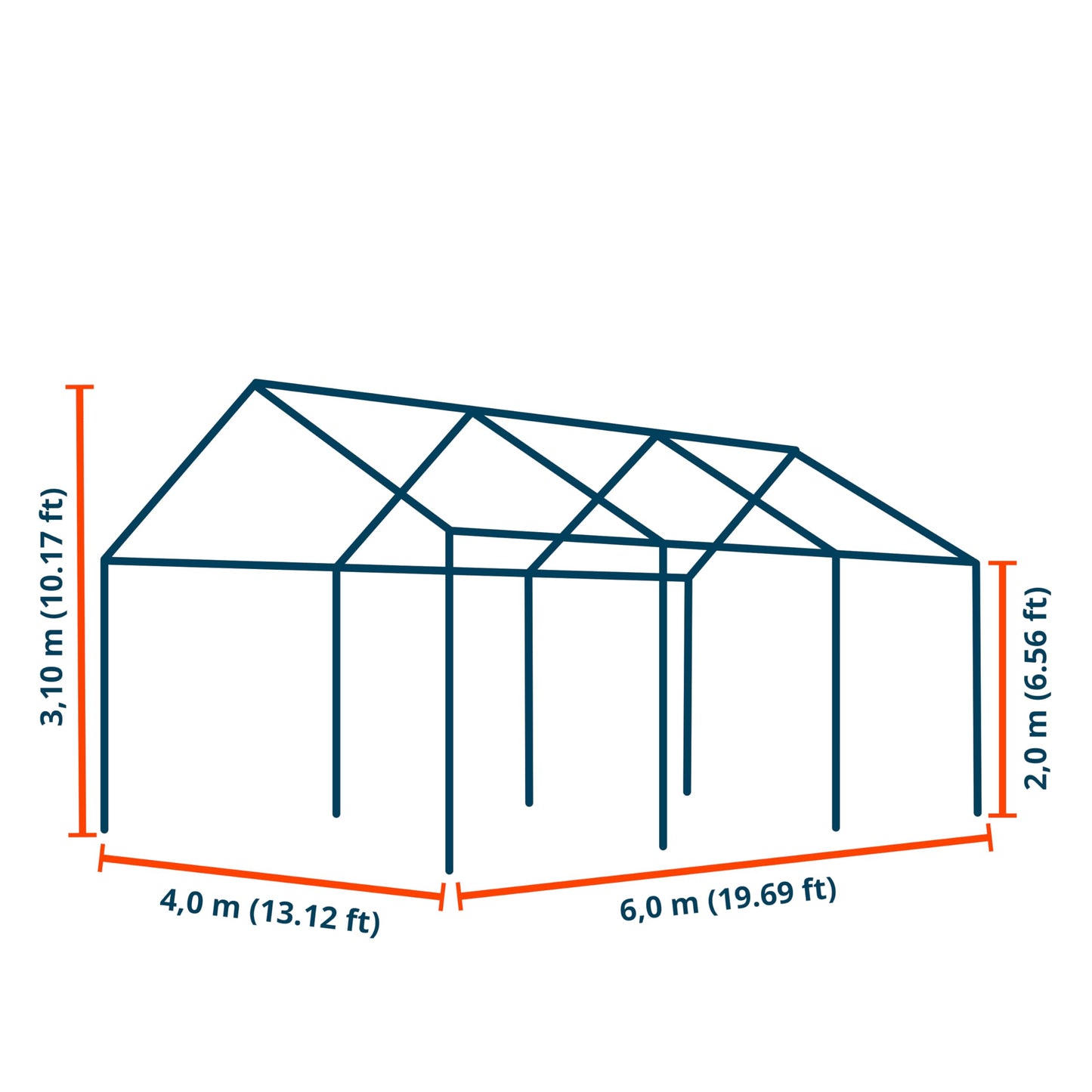 TOOLPORT PE Premium Variant Tent, 3x6 m