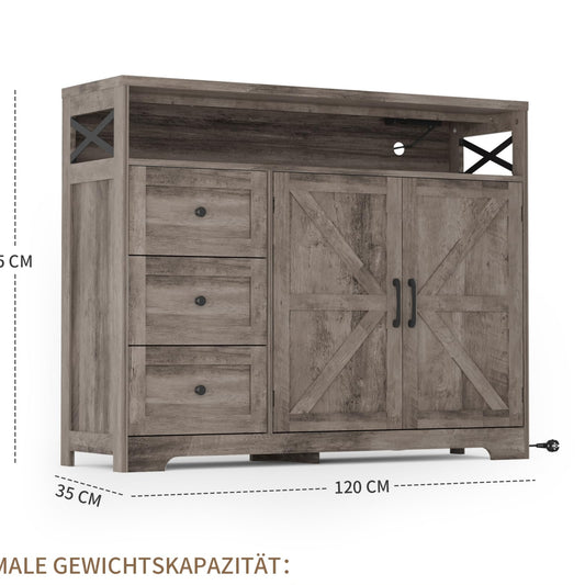 Kitchen Cabinet, Sideboard with Drawers and Open Shelf, Sideboard, Kitchen Cabinet, Coffee Bar Cabinet for Kitchen, Dining Room, Living Room, 120 x 35 x 95 cm, White