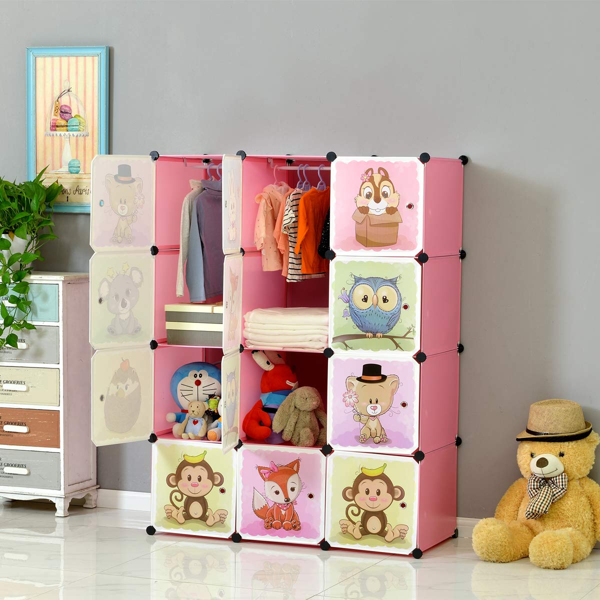 Brian & Dany Expandable Children's Wardrobe, Shelving Unit with Doors