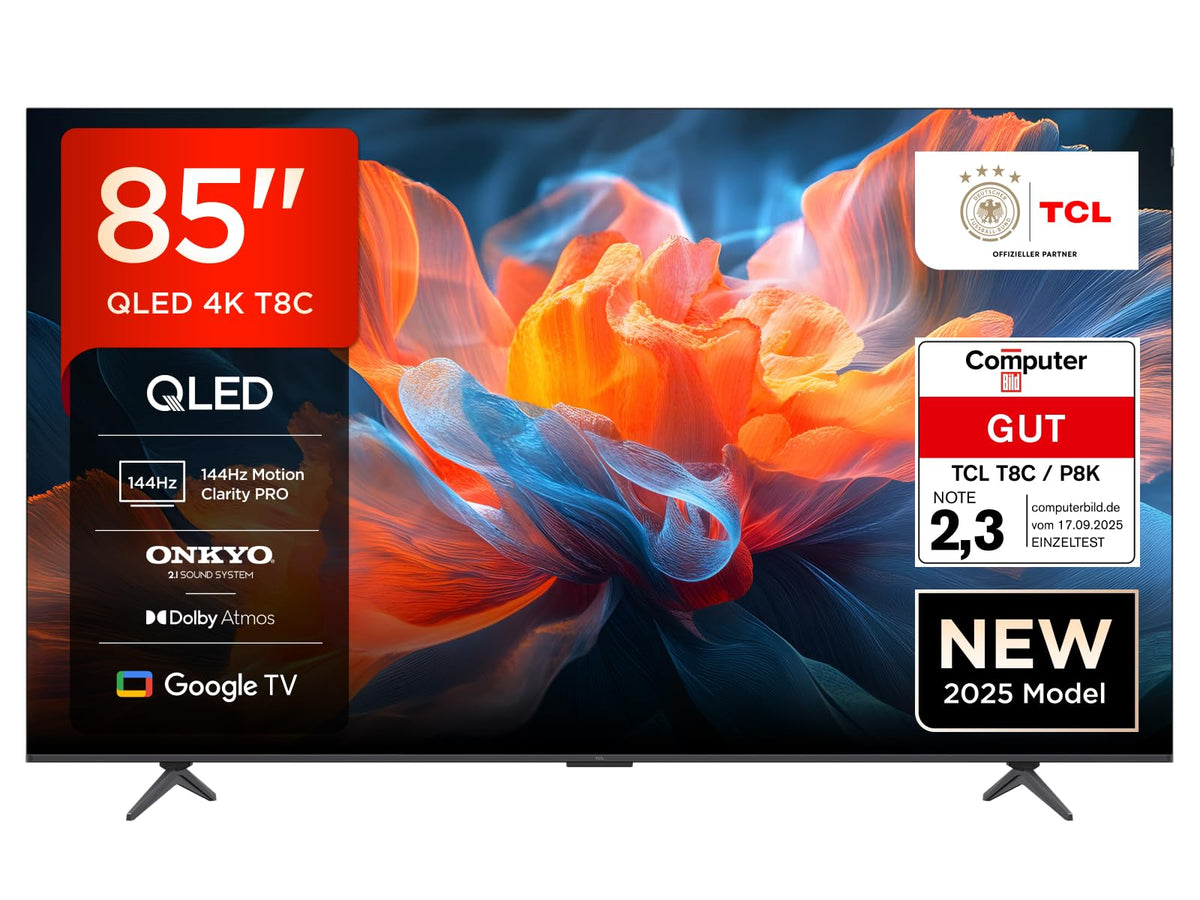 TCL 43T69C 43 Zoll QLED, Direct LED TV, 4K HDR TV, Smart Google TV (Dolby Vision & Atmos, Game Master, Motion Clarity, Kompatibel mit Google Assistant & Alexa)