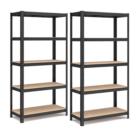 SONGMICS Storage Shelves, Heavy Duty Shelves, Set of 2, Basement Shelves, 180 x 90 x 40 cm, Maximum Load 875 kg, Shelves, Boltless Shelves, Reinforced Steel Frame, 5 Adjustable Shelves, Silver GLR040E02