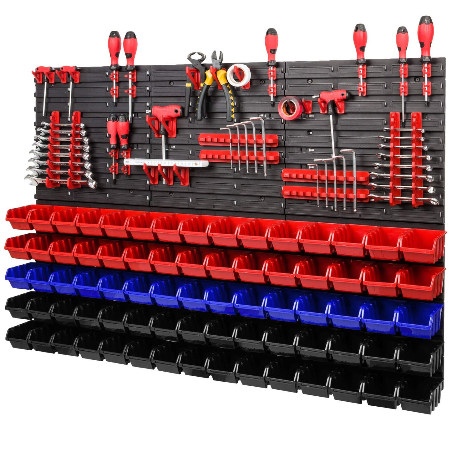 Storage System, 780 x 1152 mm, Stacking Boxes, Wall Shelf, 20 Holders, Storage Boxes, 44 Boxes, 5 Compartments