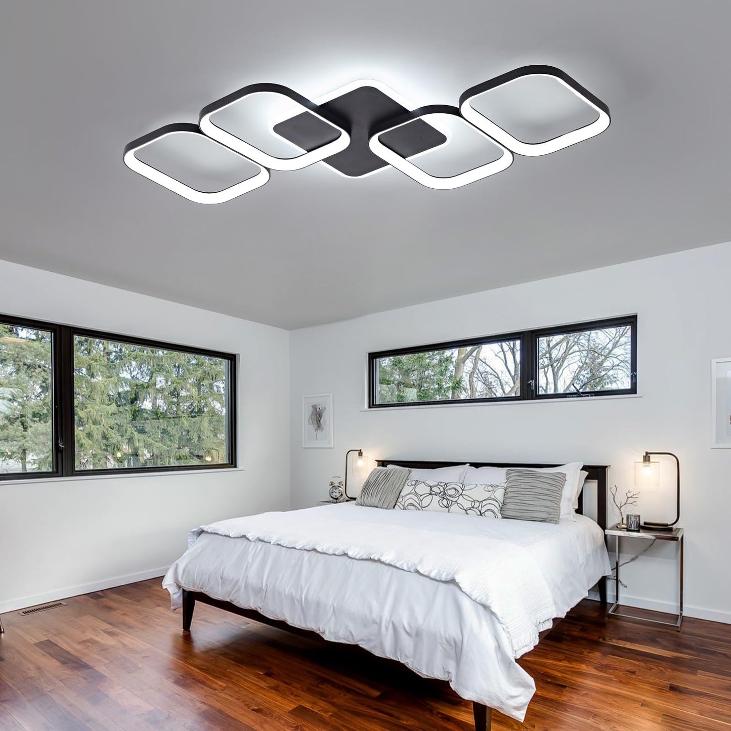 LED Ceiling Light Living Room 40 W 4500 LM with Remote Control Continuously Dimmable 2700-6500 K, Living Room Lamp with Memory Function Made of Metal for Bedroom Dining Room Hallway