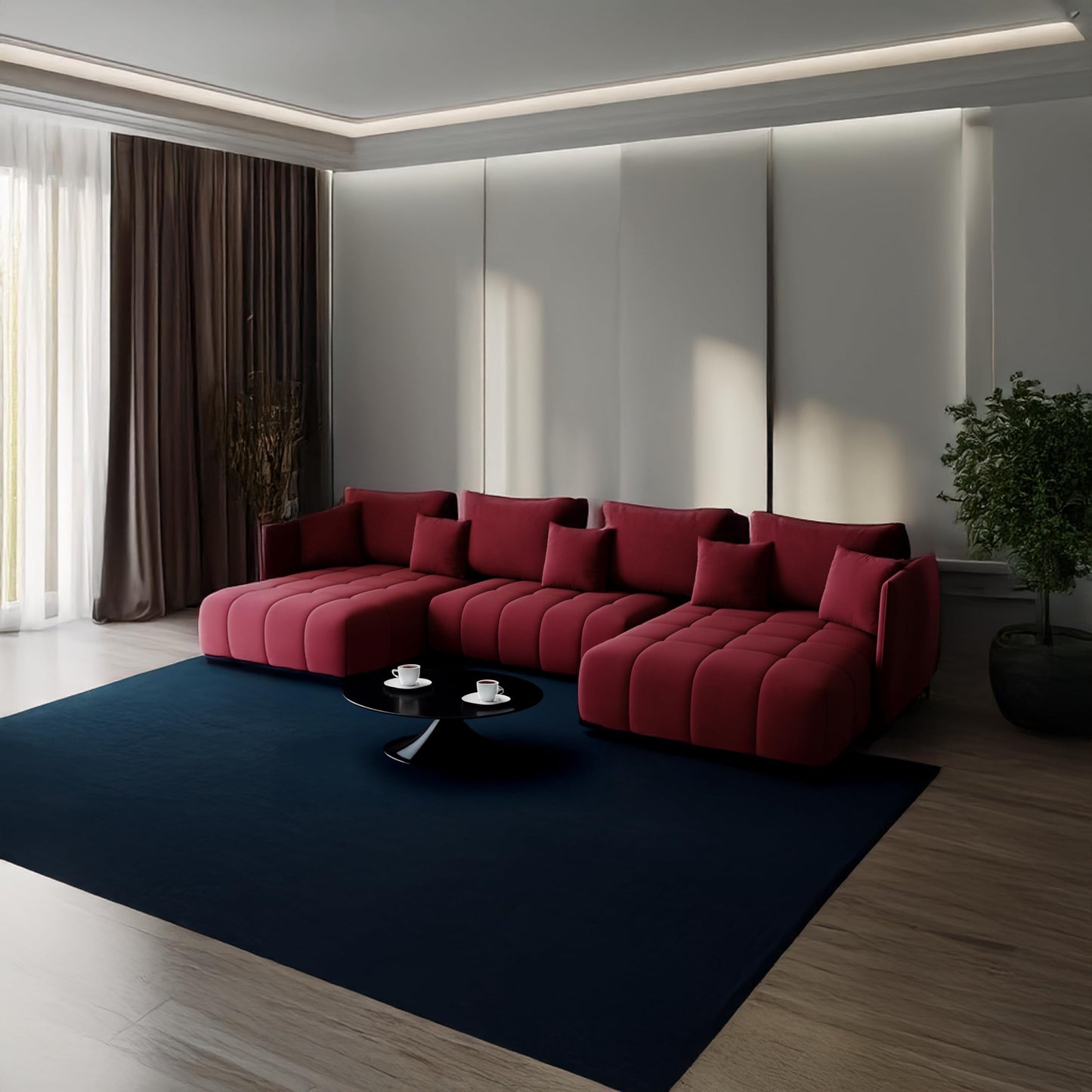 U-Shape Corner Sofa Gona U with Sleep Function - Large Sofa Bed 346 × 188 cm - Sofa with Bed Box - T30 Foam - Automatic Folding Function, Easily Extendable - Monolith 97 (Graphite)