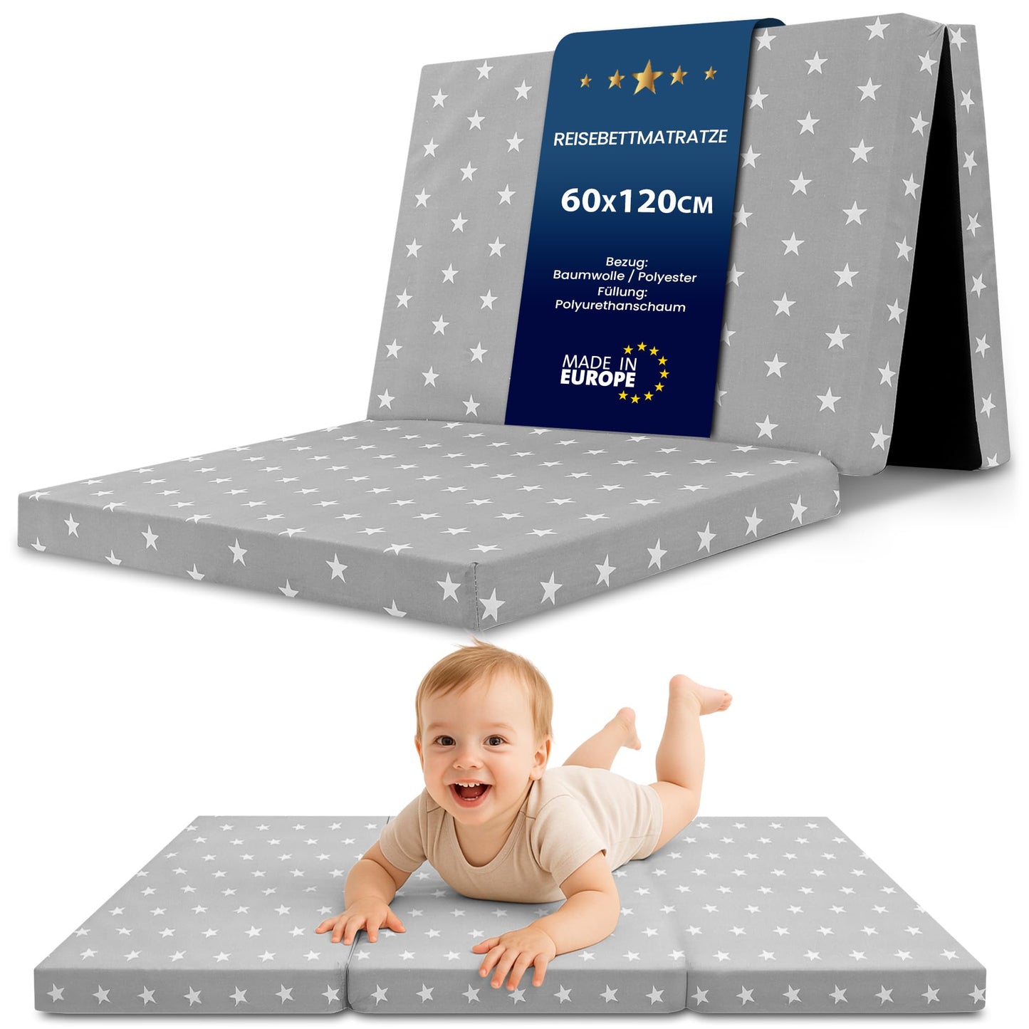 Folding Mattress Foldable Travel Cot Baby Mattress 60 x 120 cm - Folding Mattress for Children Guest Mattress Foldable Baby Mattress Floor Mattress Sleeping Mattress and Travel Mattress 60 x 120 cm