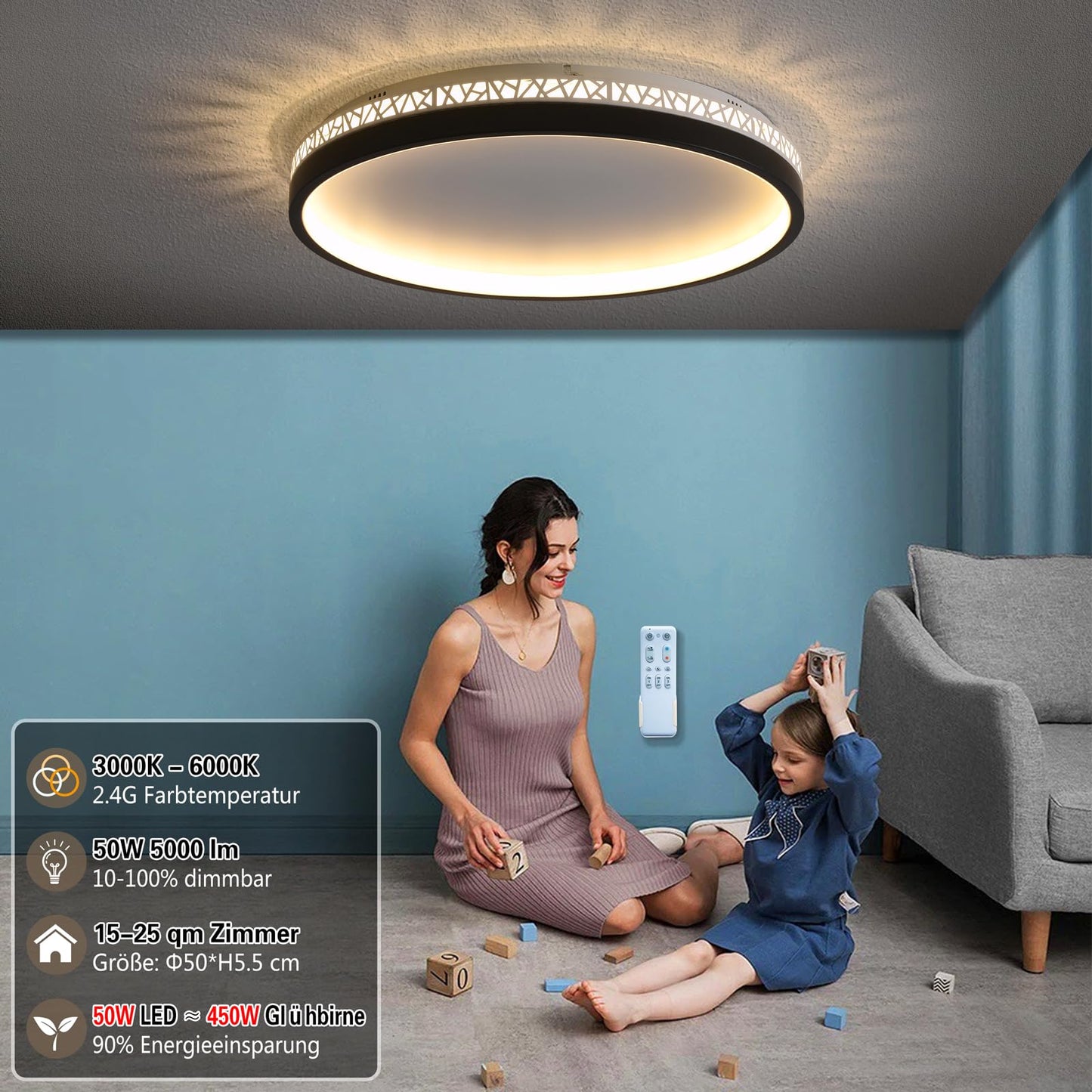 LED Ceiling Light 3000 K Warm Light Bedroom Lamp 30 W 30 cm Round Black Hollow Design "Bird's Nest" Ceiling Lamp Bedroom 3000 lm Not Dimmable