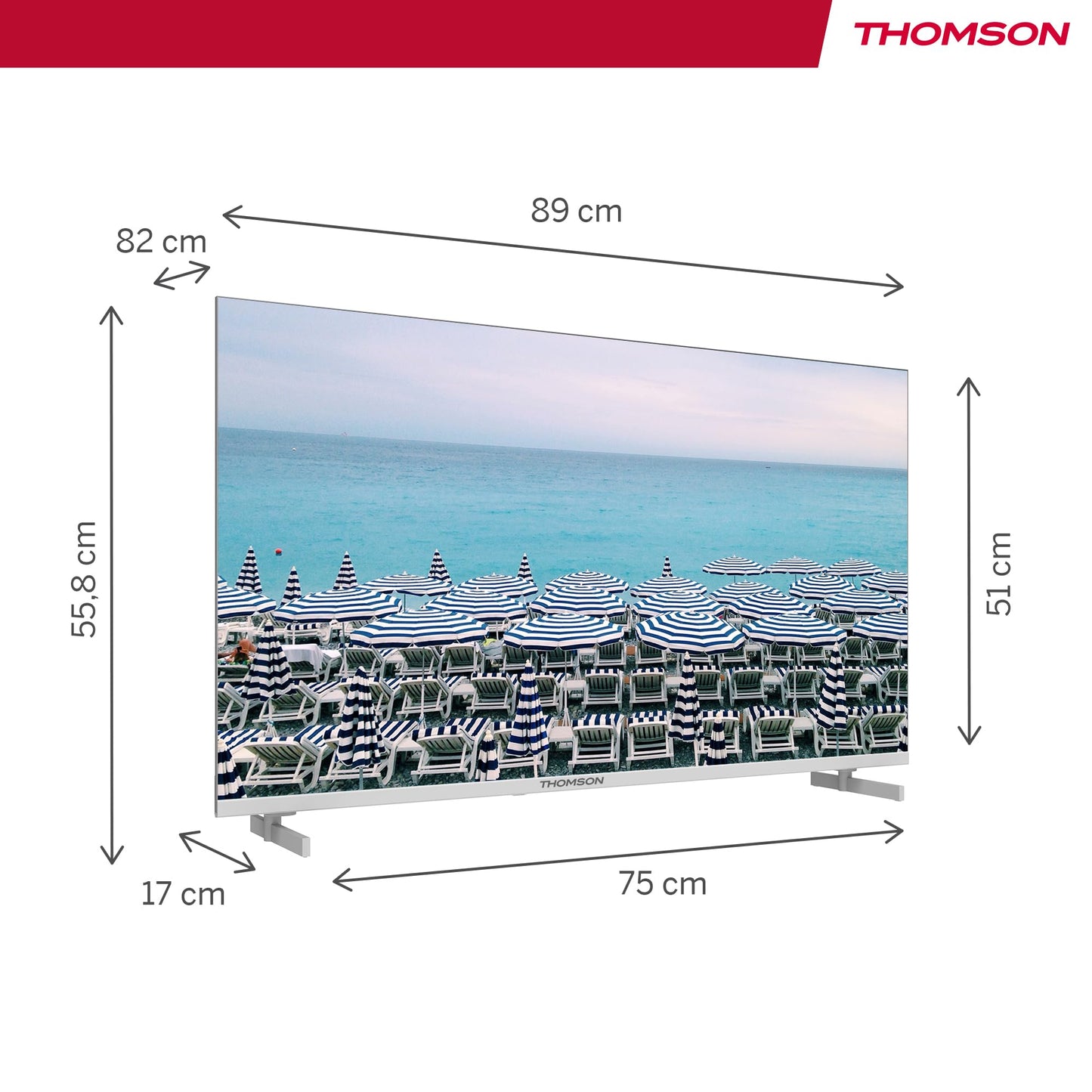Thomson 24 Inch (60 cm) LED HD Easy TV - No Smart - Hotel Mode, USB, HDMI, Triple Tuner (Cable, Satellite, Antenna), AV IN, CI+, A+ Panel - 24HD2S13
