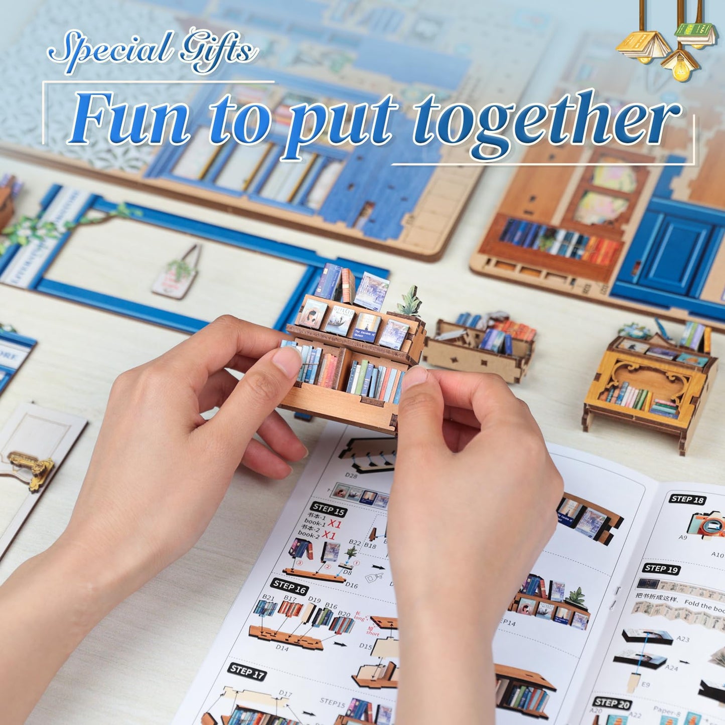 CUTEBEE Book Nook Kit – DIY Puppenhaus Häuser, Miniatur Haus Selber Bauen für Erwachsene, 3D-Holzpuzzle & Buchstütze | Kreatives Set für Bücherregal Dekor | Geschenk,199 PCS (Champs-Élysées Florist)