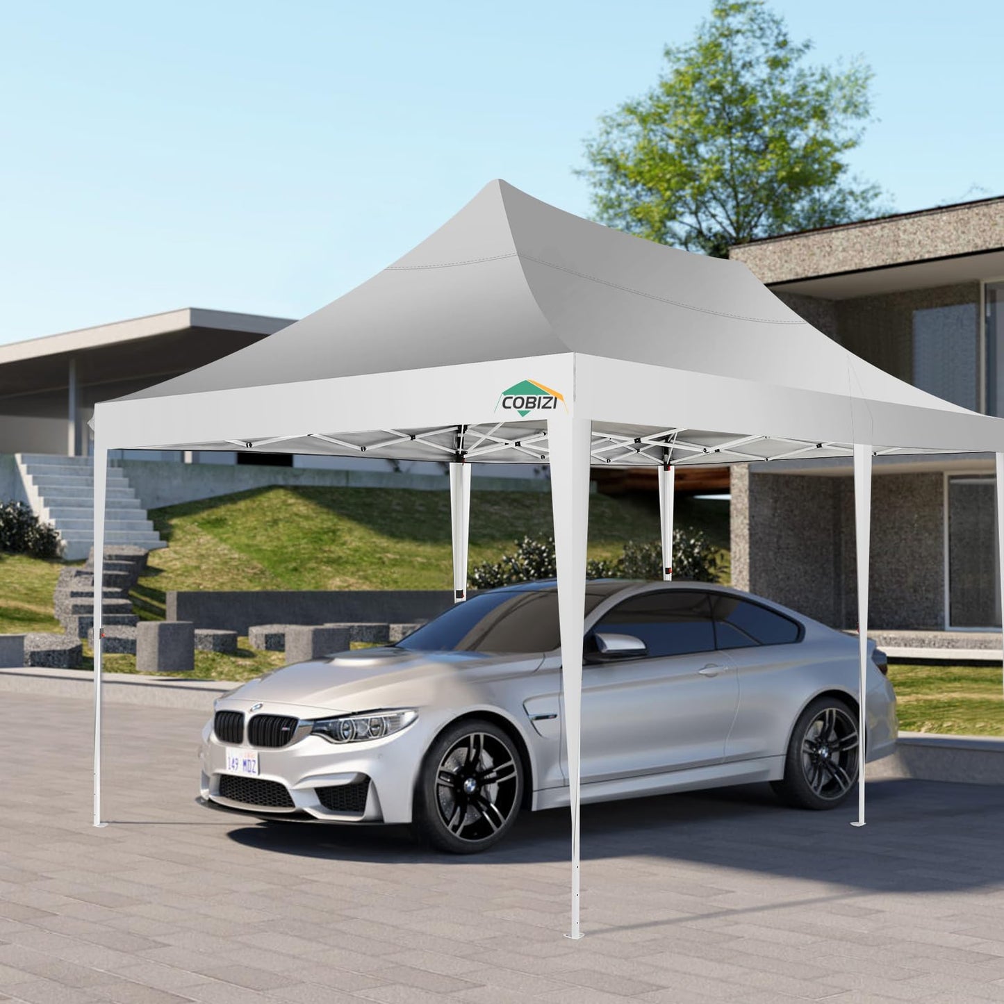 COBIZI Pavillon 3x6,Faltpavillon 3x6 Wasserdicht Stabil Winterfest, Sofort aufklappbare Vordächer Outdoor Gartenzelt mit 6 Seitenteilen, für Party Garten Festival, Weiß