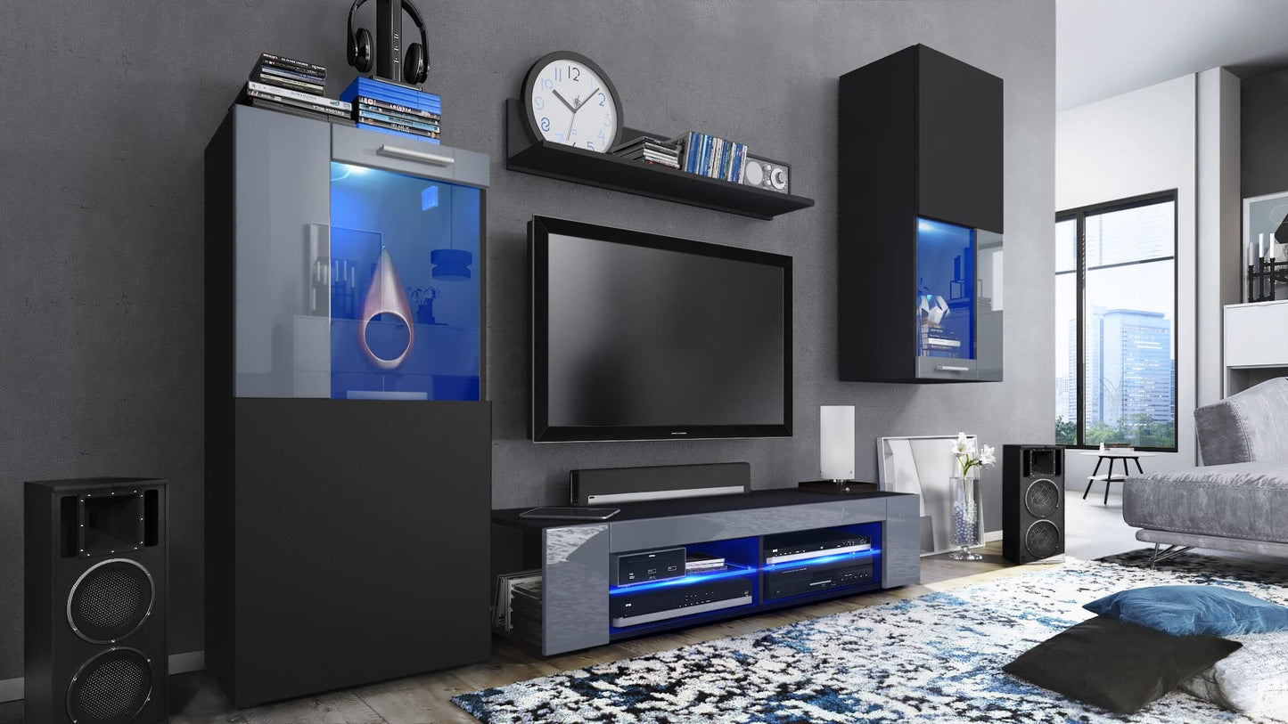 Vladon Movie Wall Unit, Black