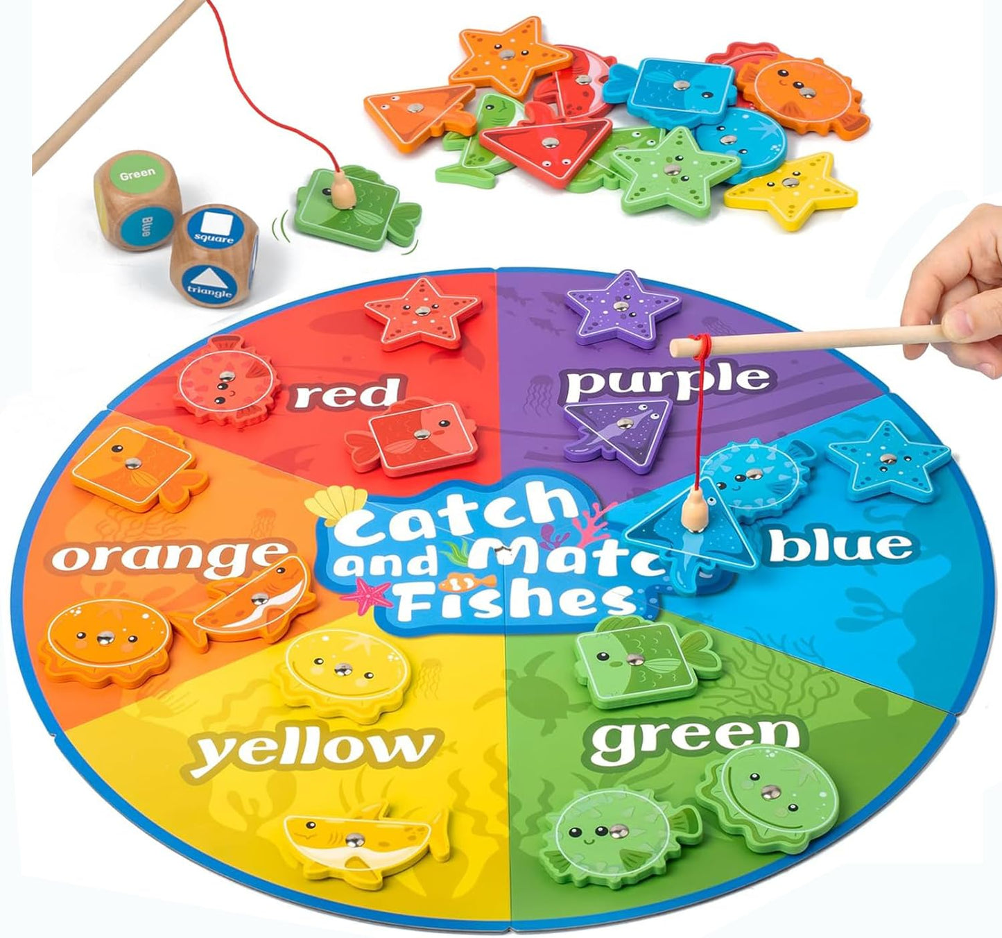 Smartwo Montessori Toy from 2 Years, Magnetic Fishing Game 2-3 Years, Colour & Shape Sorting Games, Educational Toy, Wooden Toy, Motor Skills Toy, Meaningful Gift for 2-4 Year Old Baby Toddlers