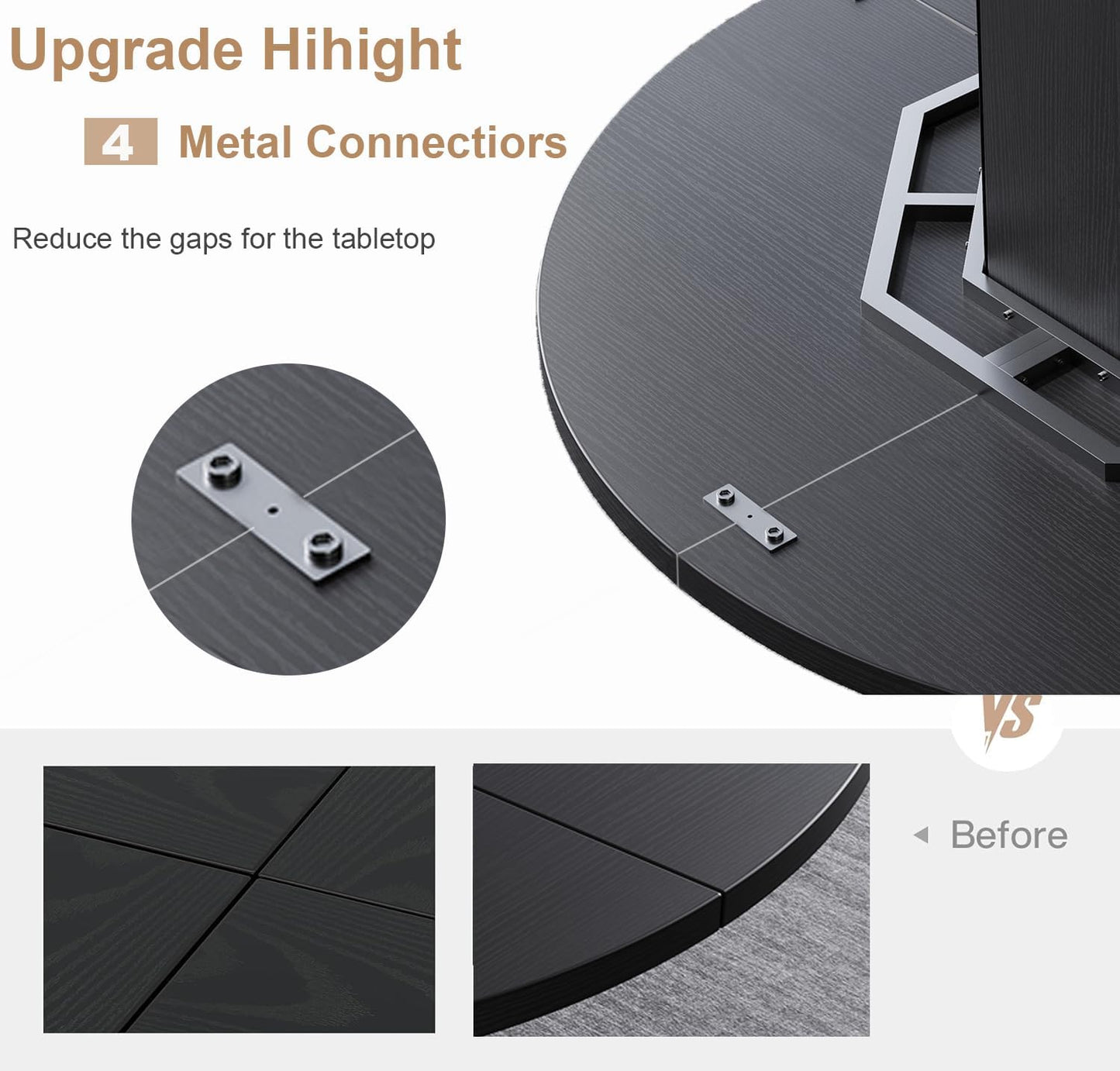 HSH Round Dining Table, White Kitchen Table for 4 to 6 People, Wooden Dining Room Table with Marble Look, Modern Design Table with Octagonal Base for Dining Room, White, 120 cm