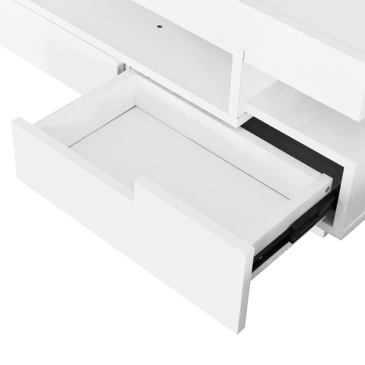 Merax Living Room Table, LED Coffee Table with Storage Space, High Gloss Coffee Table Living Room with Four Drawers, Modern Coffee Table, 80 x 50 x 36 cm, Black