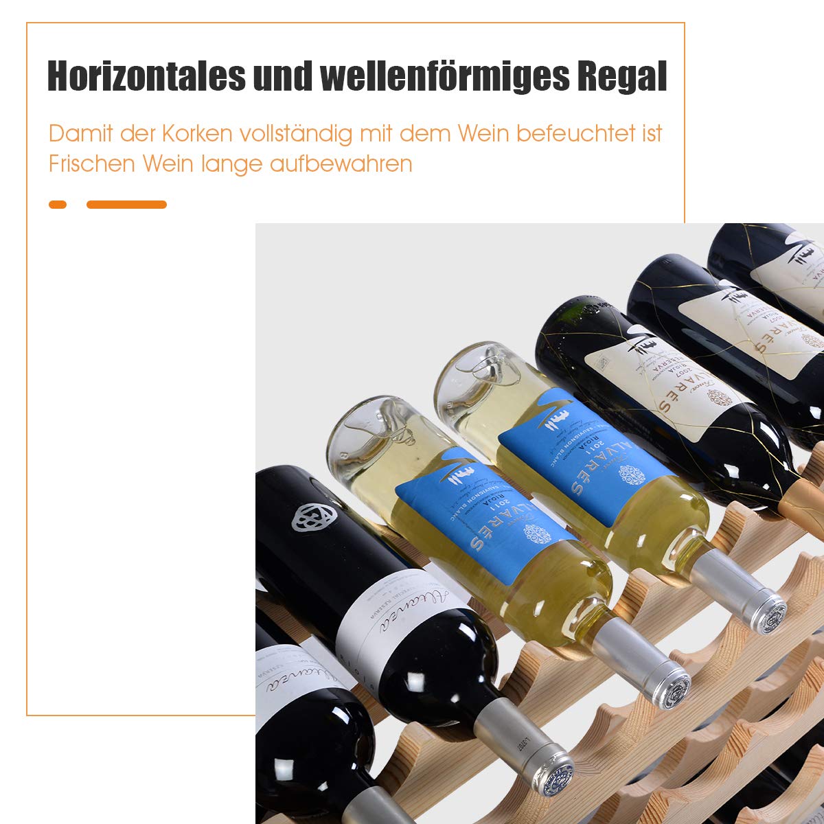 COSTWAY Wine Rack Wood Stackable Bottle Rack for 72 Bottles, Wine Rack with 6 Levels, Wooden Shelf, Bottle Stand for Kitchen, Dining Room, Bar, Basement, 119 x 29 x 72 cm