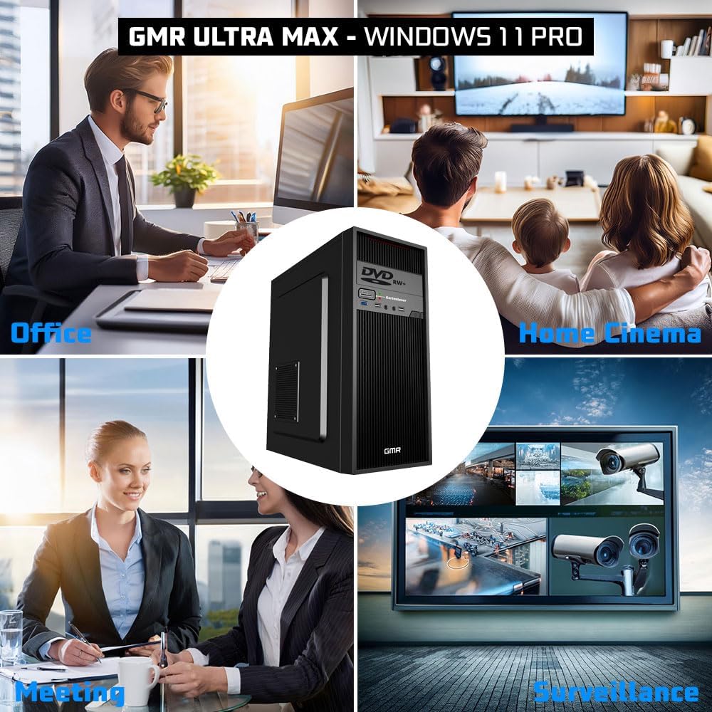GMR Ultra Max i7 Office PC - Business Office Computer | 16 GB RAM | 512GB SSD | DVD±RW | USB 3 | Windows 11 Pro | WiFi Bluetooth
