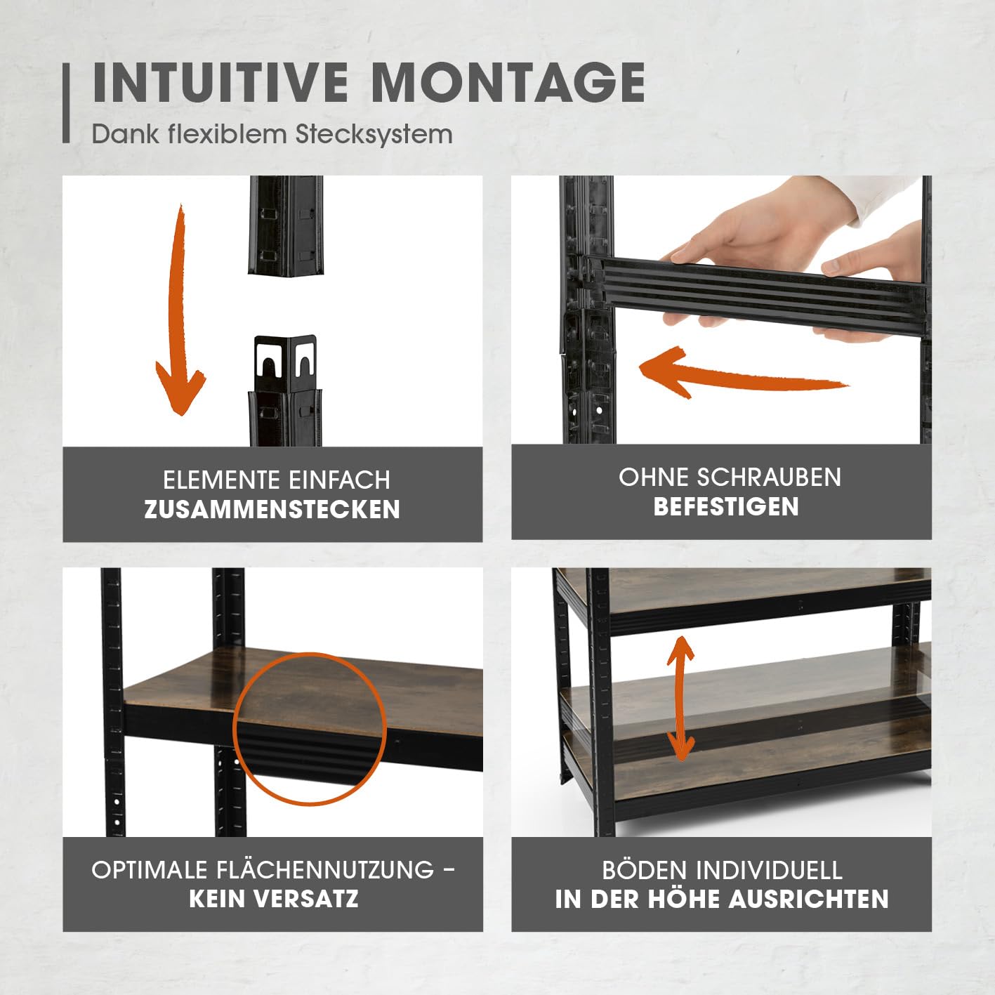 EASYmaxx Industrial Design Standing Shelf, 180 x 90 x 40 cm, Bookcase with 875 kg Load Capacity, Storage Shelf, 175 kg/Level, Stylish Shelf, 5 Adjustable Shelves for More Order in Living Room, Kitchen