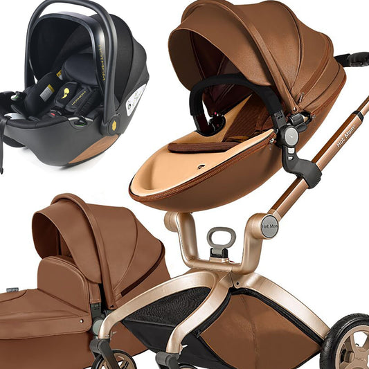 Hot Mom Pardo 3-in-1 Classic Combination Pushchair Model F22 with Aluminium Frame / Solid Rubber Tyres
