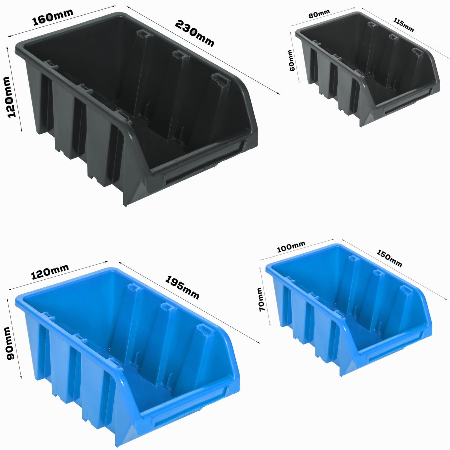 botle Storage System Wall Shelf 576 x 390 mm, Pack of 35 Boxes, Stacking Boxes, Storage Boxes, Extra Strong Wall Plates, Expandable Shelf, Workshop Shelf, Storage Shelf, Workshop Wall Shelf, Boltless