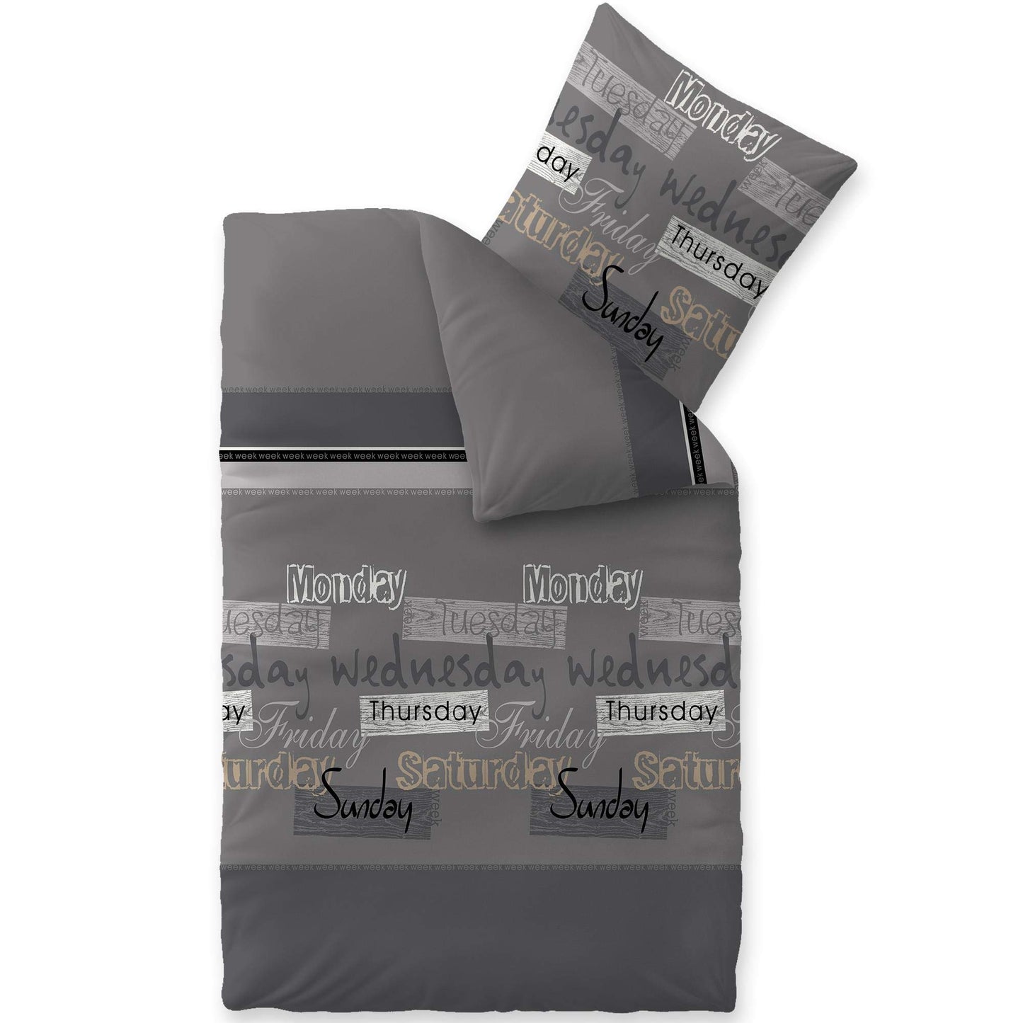 CelinaTex Touchme Flannelette Bed Linen, 135 x 200 cm, 2-Piece Cotton Duvet Cover Set, Bedding Set for Summer and Winter, All Year Round, Easy Care, Filia Dots, Beige/White/Grey/Anthracite