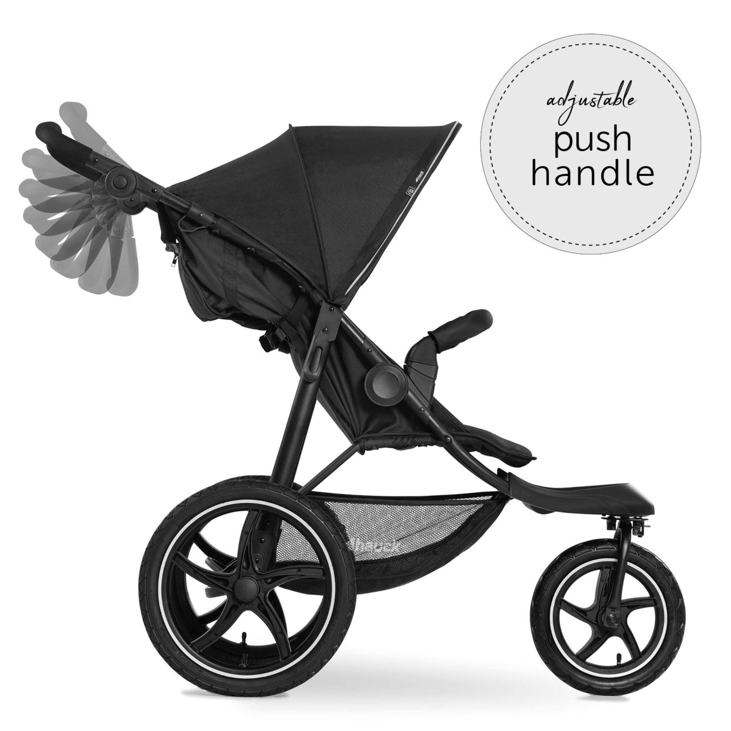 hauck Runner 2, Black - Robust All Terrain Pushchair with Raincover, XL Pneumatic Air Wheels, UPF 50+, Reclining Backrest from Birth up to 22 kg, Height-Adjustable Handle, XL Mesh Window