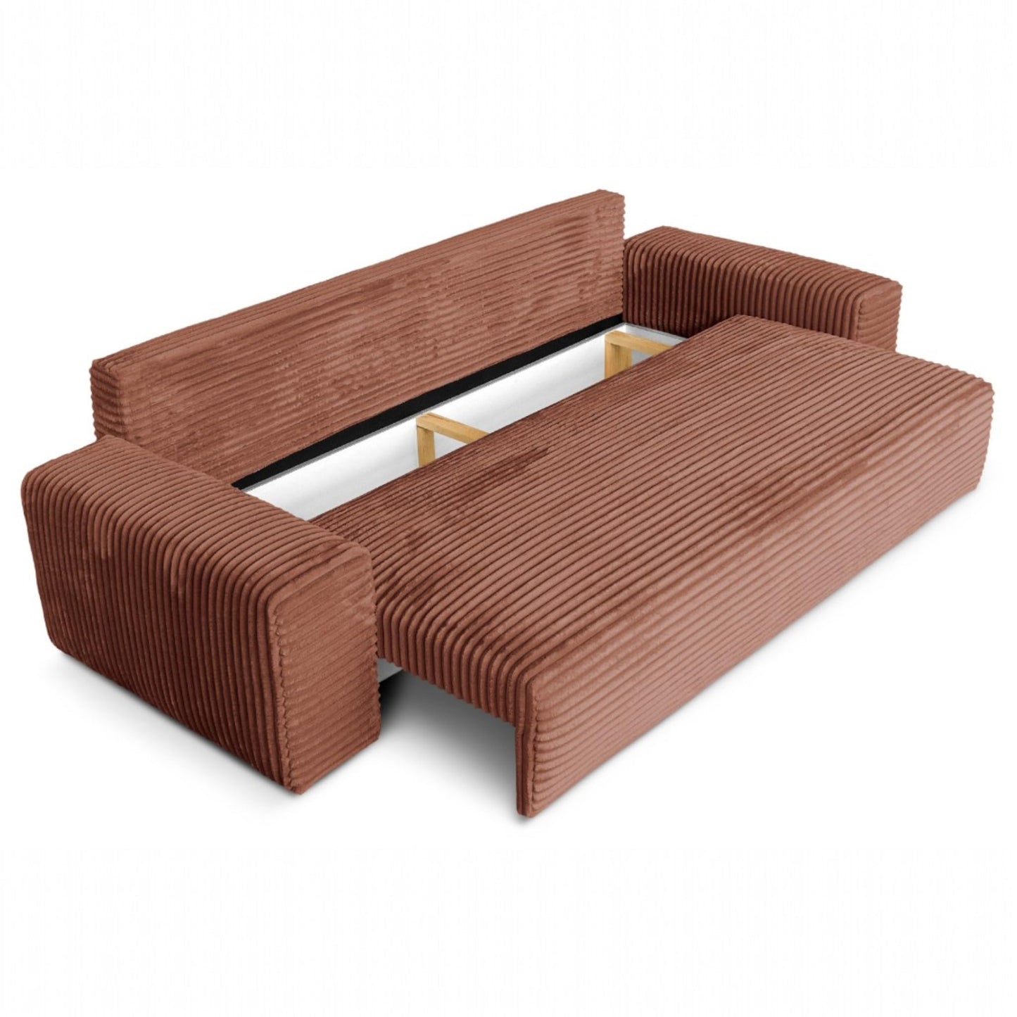 Cordo Sofa Bed 265 x 150 cm with Bed Box - Cord Sofa TILIA Wide Corduroy, SoftTouch Comfort, Nosage Spring, Removable Cushions, Easy Clean & Pet Friendly (Bronze)