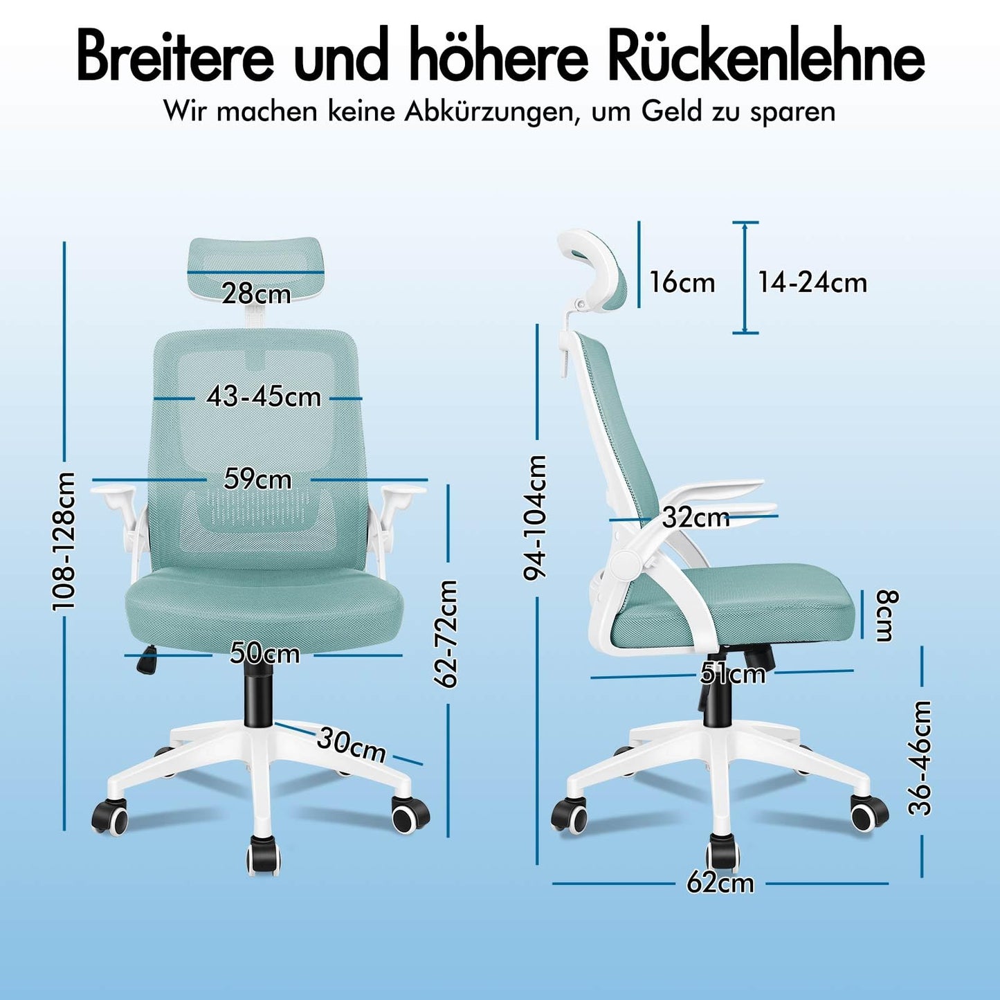 ALFORDSON Ergonomic Office Desk Chair, Computer Chair with Dynamic Lumbar Support, Tilting Swivel Chair with Flip Up Armrest, Black