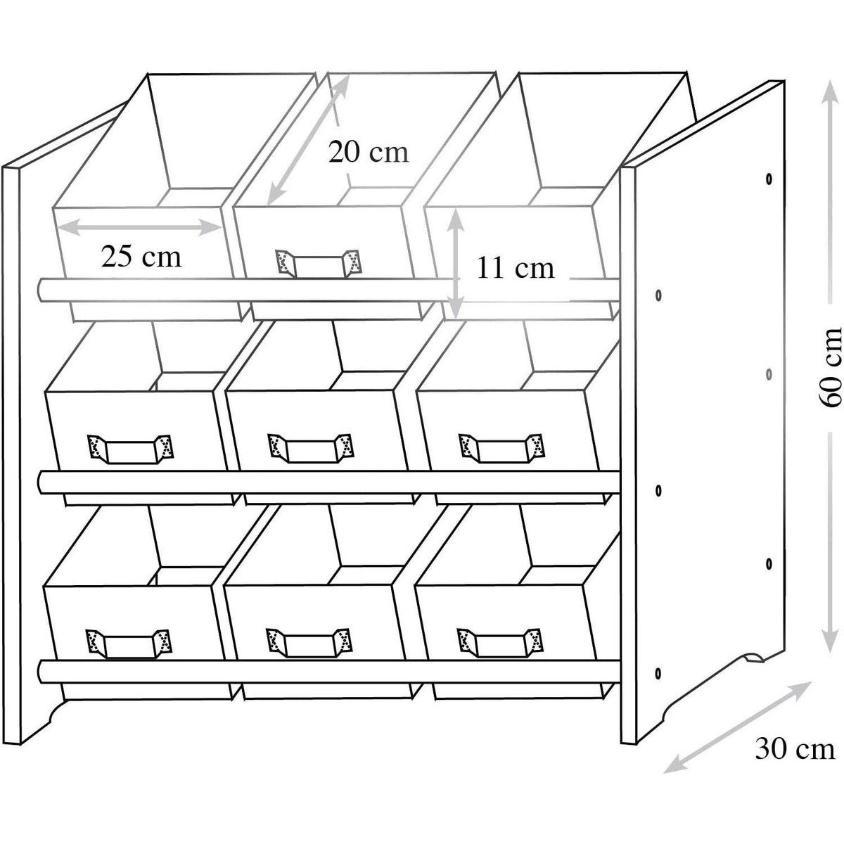 Kesper 17725 Children's Storage Shelf with 9 Textile Drawers Dinosaur Motif
